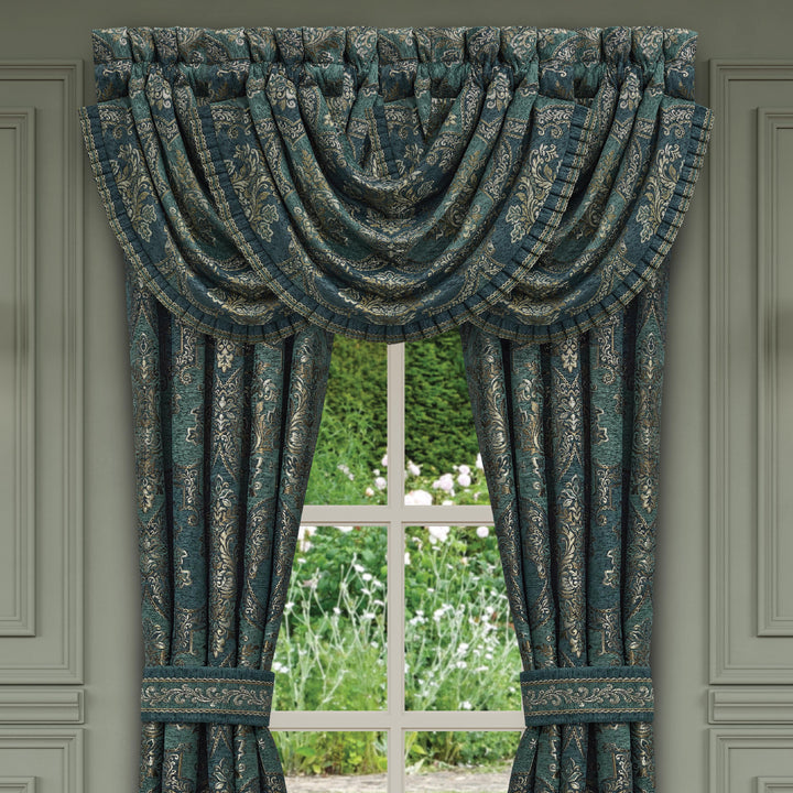 Nancy Teal Waterfall Window Valance