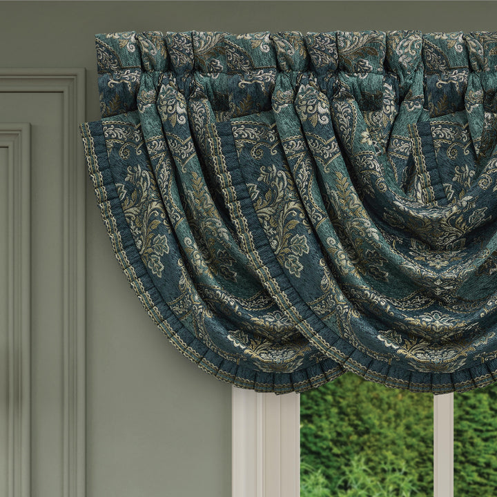 Nancy Teal Waterfall Window Valance