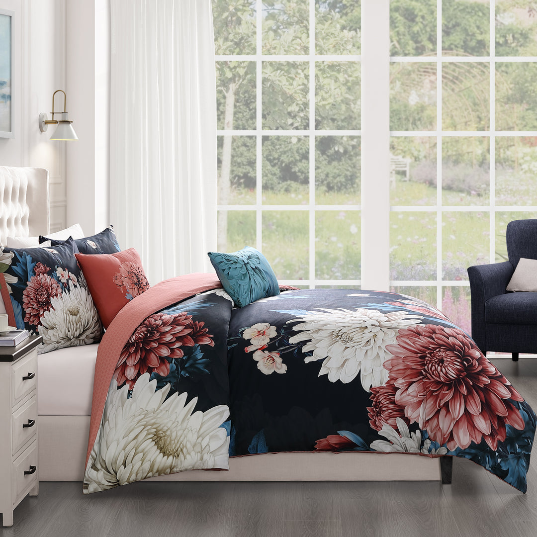 Bebejan Navy Mums 5 Piece Reversible Comforter Set Comforter Sets By Bebejan®