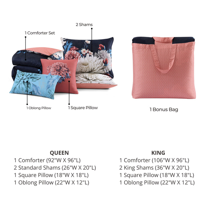 Bebejan Navy Mums 5 Piece Reversible Comforter Set Comforter Sets By Bebejan®