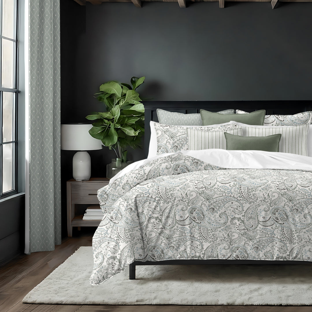 Paisley Seafoam 8 Piece Duvet Cover Set Duvet Covers By Colcha Linens