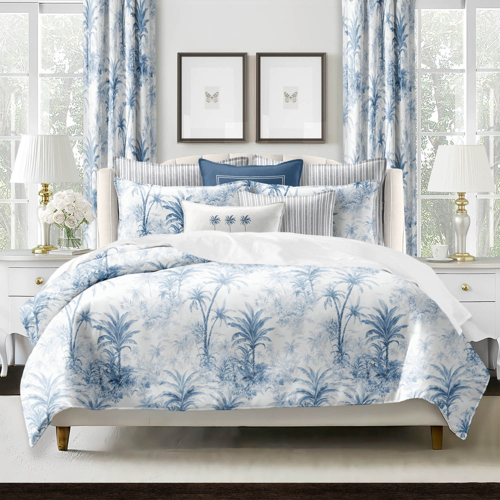 Palmora Toile Denim 8 Piece Duvet Cover Set Duvet Covers By Colcha Linens