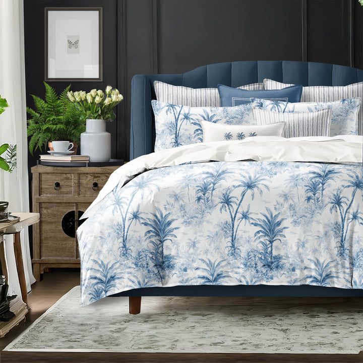 Palmora Toile Denim 8 Piece Comforter Set Comforter Sets By Colcha Linens
