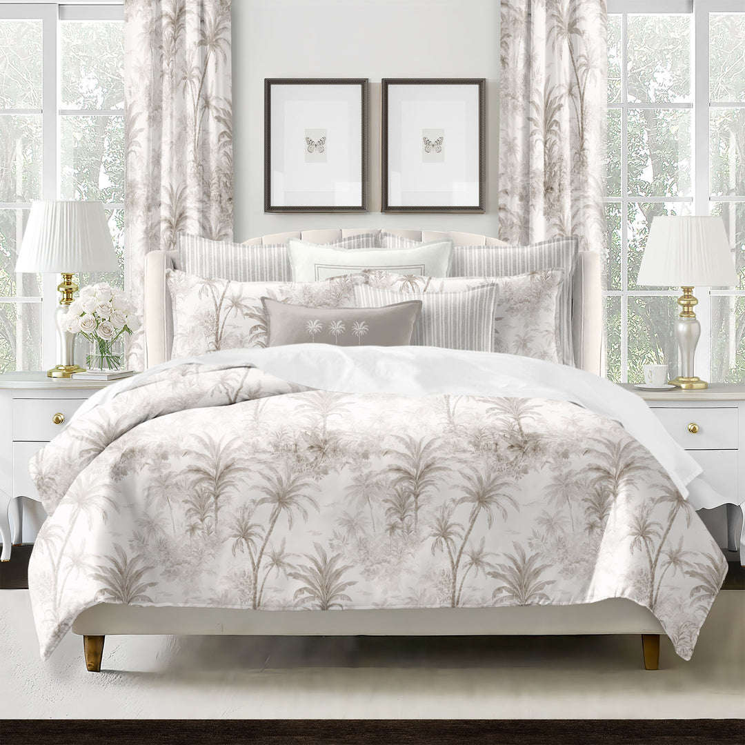 Palmora Toile Mushroom 8 Piece Comforter Set Comforter Sets By Colcha Linens