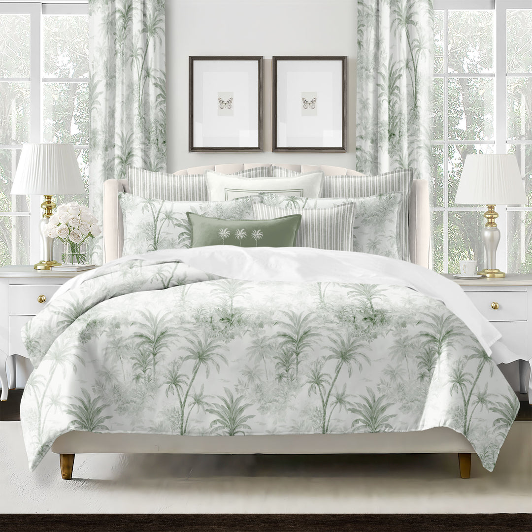 Palmora Toile Sweet Grass 8 Piece Comforter Set Comforter Sets By Colcha Linens