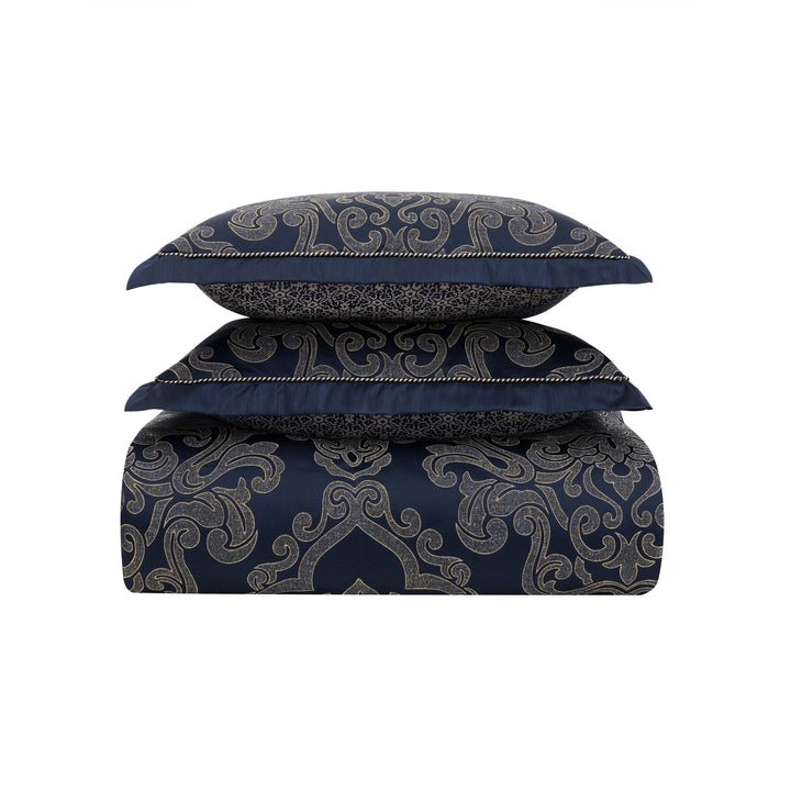 Vaughn Navy/Gold 3 Piece Comforter Set