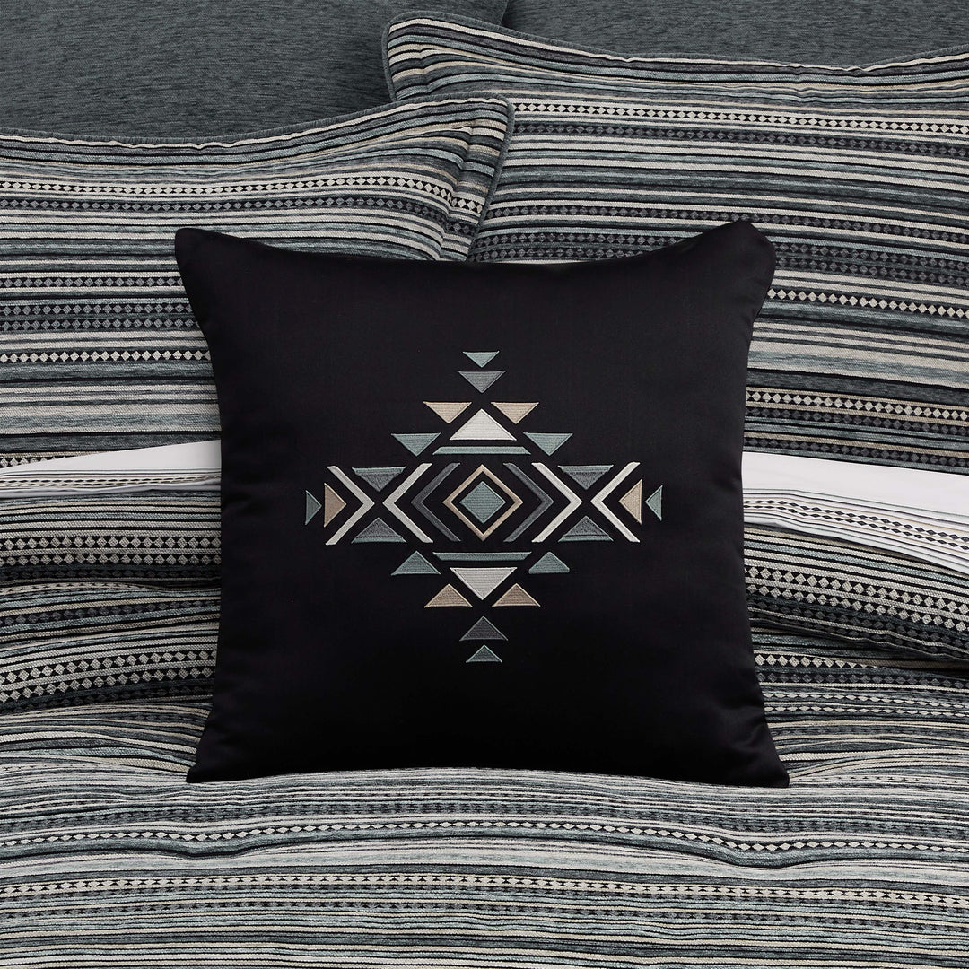Parallel Black Embellished Square Decorative Throw Pillow 18" x 18" Throw Pillows By J. Queen New York