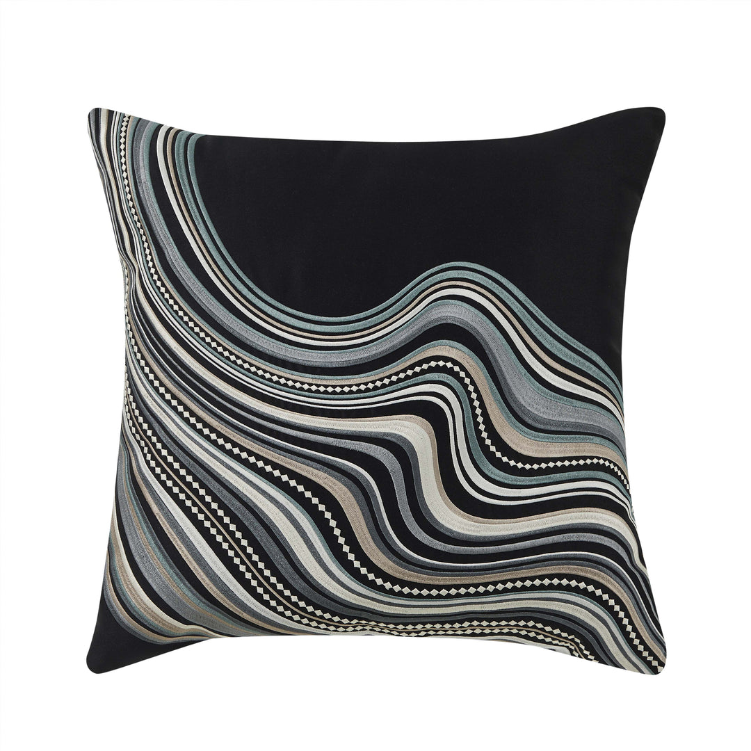 Parallel Black Square Decorative Throw Pillow 18" x 18" Throw Pillows By J. Queen New York