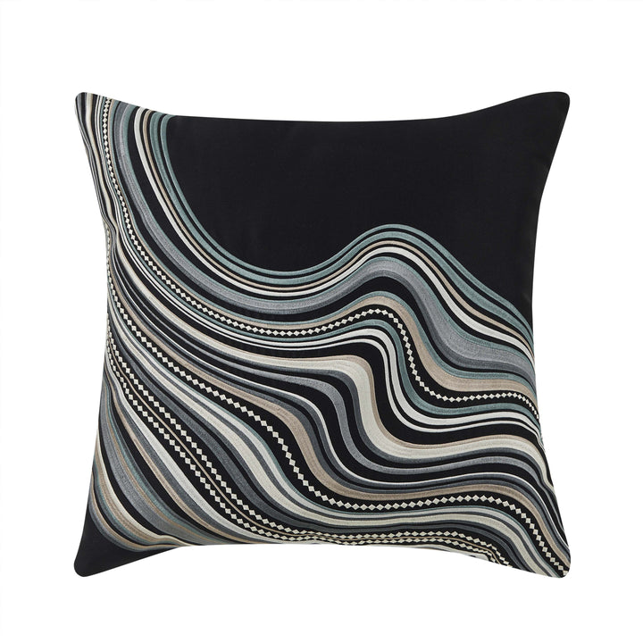 Parallel Black Square Decorative Throw Pillow 18" x 18" Throw Pillows By J. Queen New York