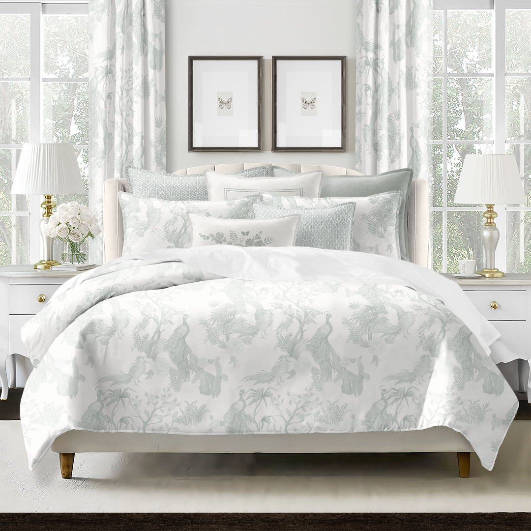 Peacock Lane Toile Sage 8 Piece Comforter Set Comforter Sets By Colcha Linens