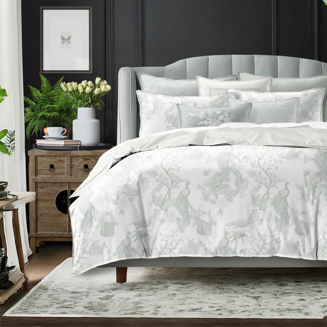 Peacock Lane Toile Sage 8 Piece Comforter Set Comforter Sets By Colcha Linens