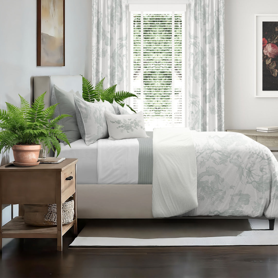 Peacock Lane Toile Sage 8 Piece Comforter Set Comforter Sets By Colcha Linens