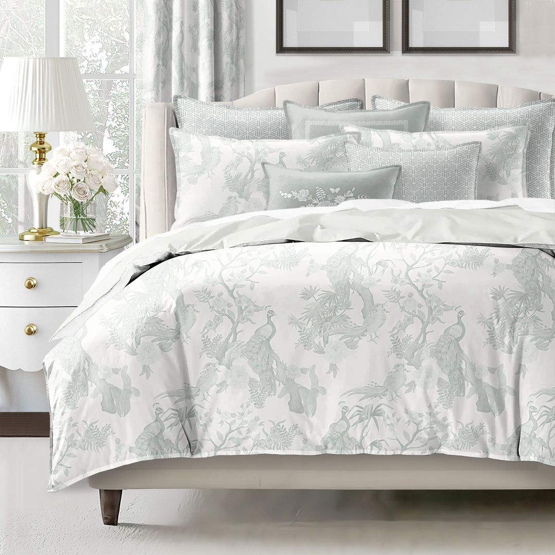 Peacock Lane Toile Sage 8 Piece Comforter Set Comforter Sets By Colcha Linens