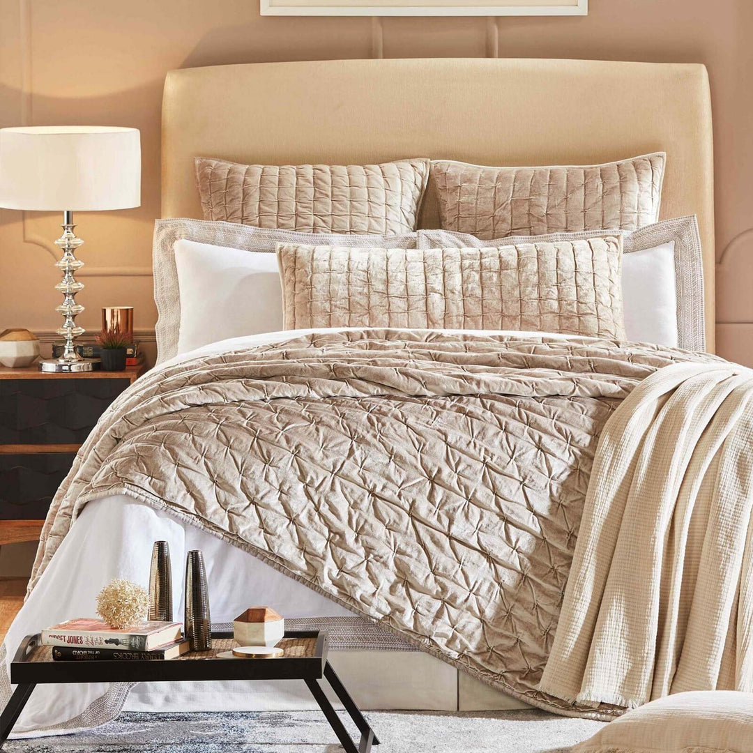 Luna Hand Pinched Velvet Quilt Quilt Sets By Orchids Lux Home