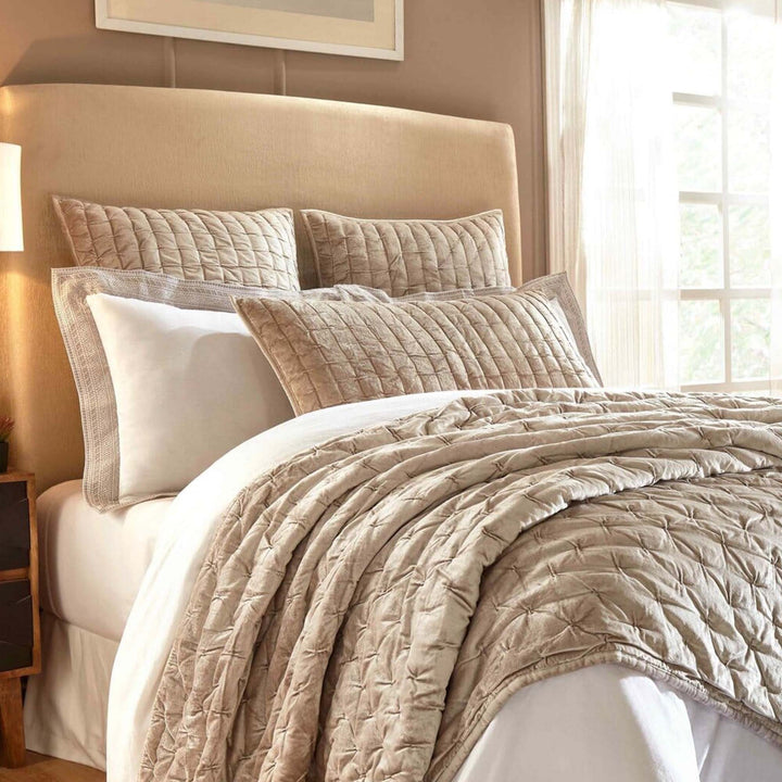 Luna Hand Pinched Velvet Quilt Quilt Sets By Orchids Lux Home