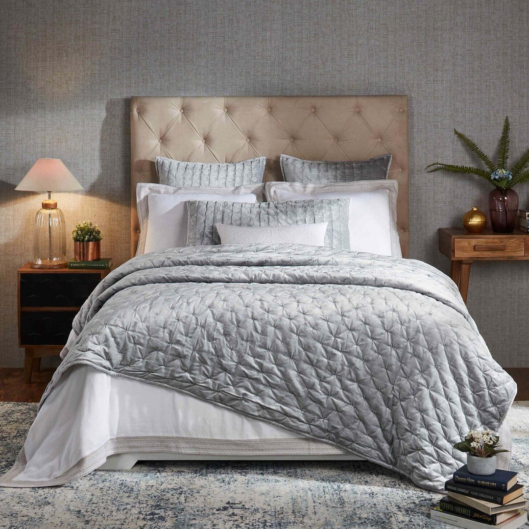 Luna Hand Pinched Velvet Quilt Quilt Sets By Orchids Lux Home