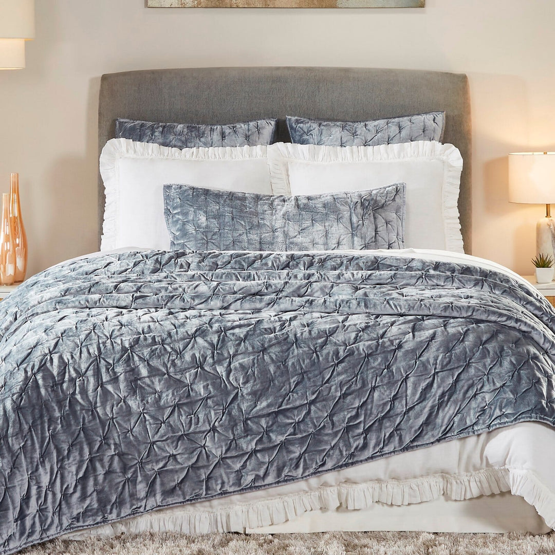 Luna Hand Pinched Velvet Quilt Quilt Sets By Orchids Lux Home