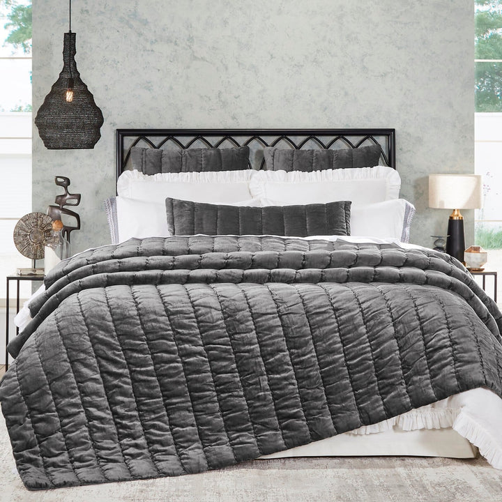 Gatsby Channel Velvet Quilt Quilt Sets By Orchids Lux Home