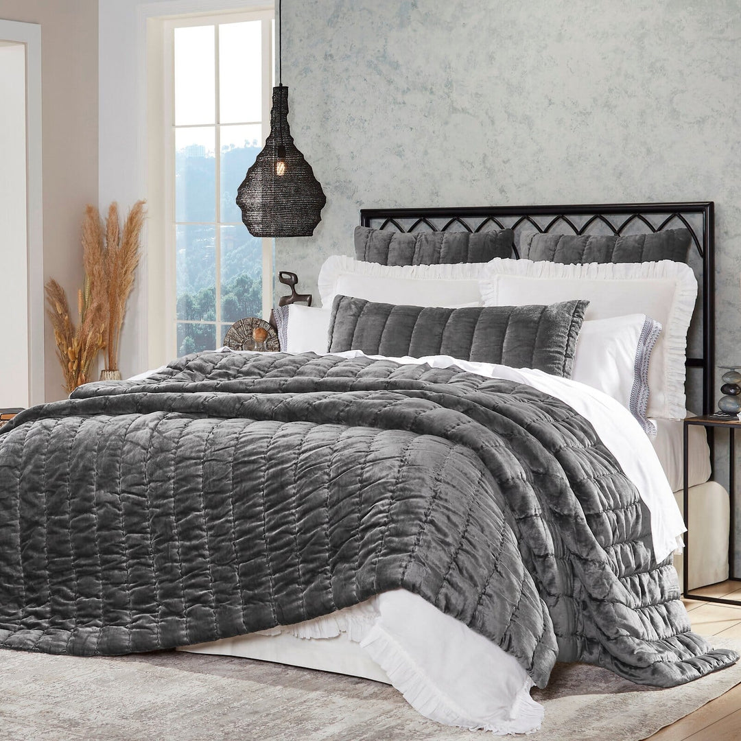 Gatsby Channel Velvet Quilt Quilt Sets By Orchids Lux Home