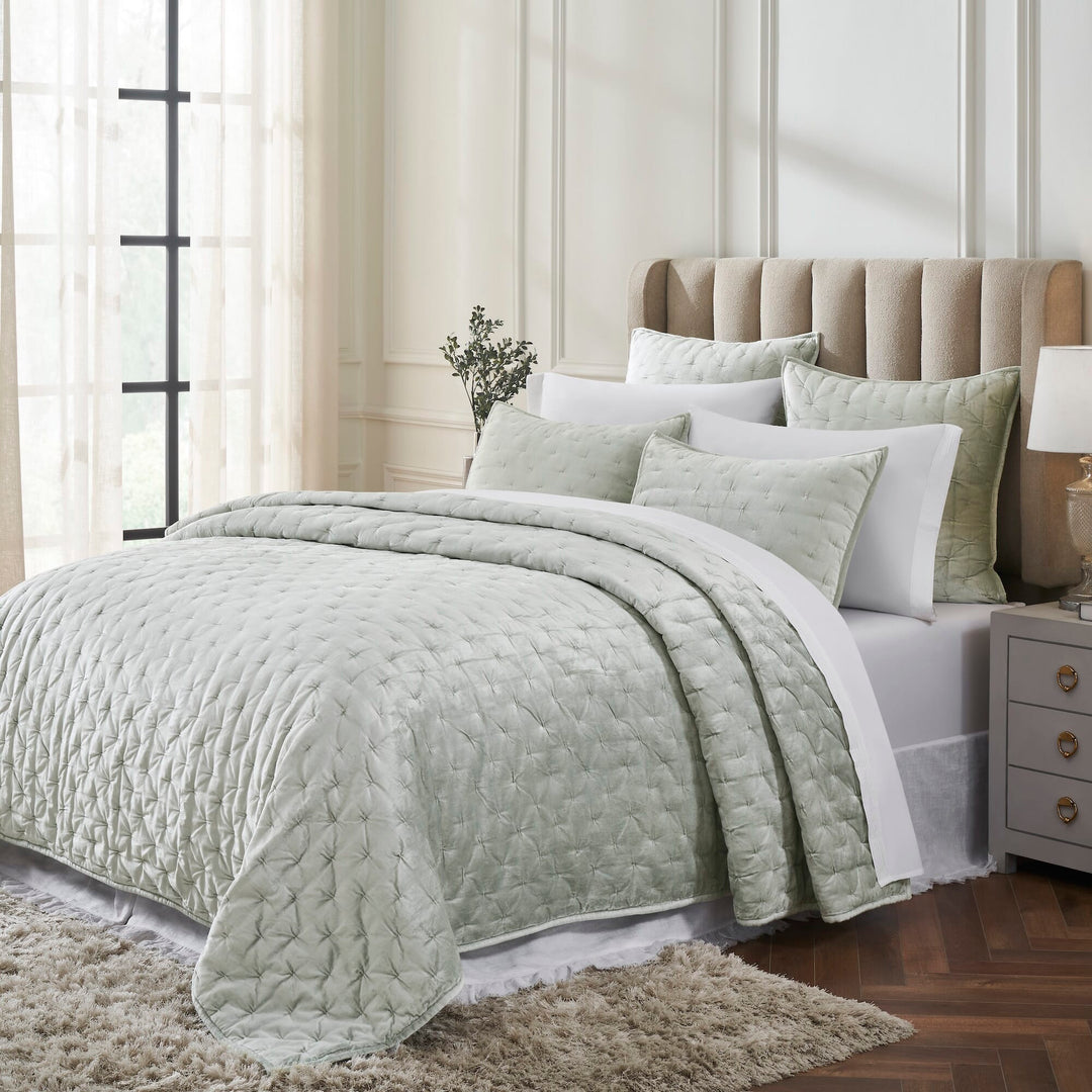 Luna Hand Pinched Velvet Quilt Quilt Sets By Orchids Lux Home