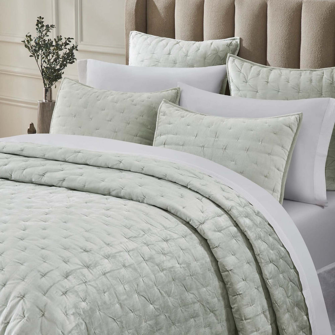 Luna Hand Pinched Velvet Quilt Quilt Sets By Orchids Lux Home