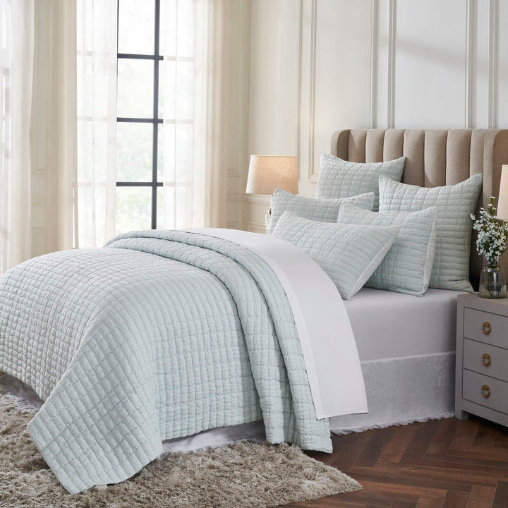 Logan Grid European Linen Quilt Quilt Sets By Orchids Lux Home