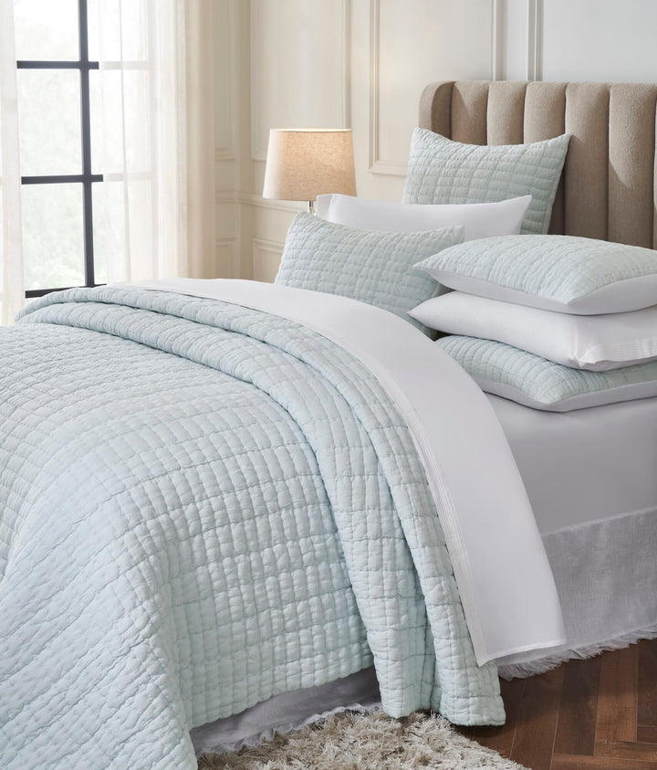 Logan Grid European Linen Quilt Quilt Sets By Orchids Lux Home