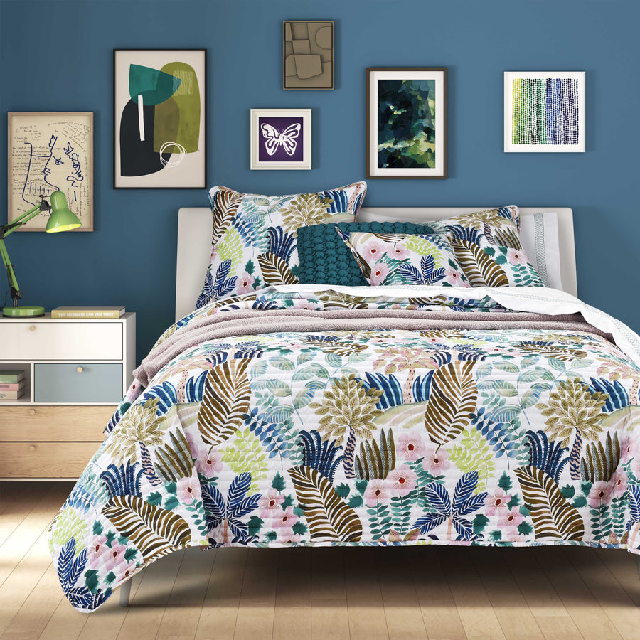 Teal Sol 3-Piece Quilted Bedding Set NCU0NXD1720