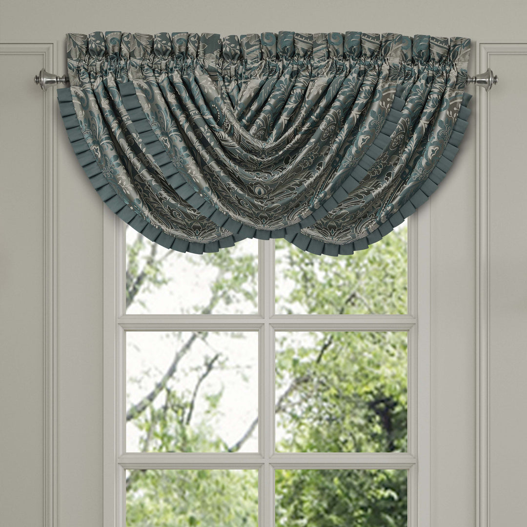 Renata Teal Waterfall Window Valance Window Valance By J. Queen New York