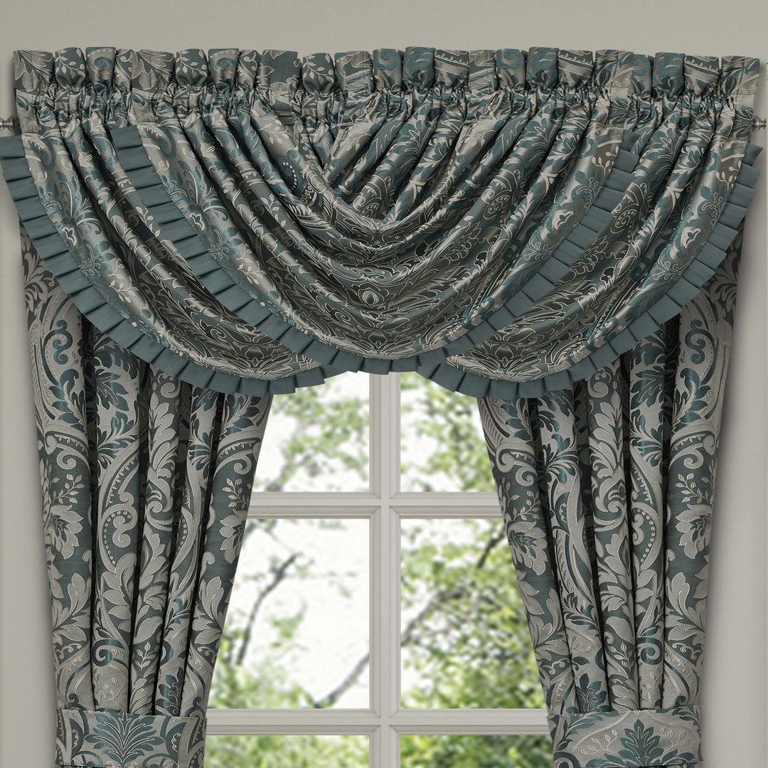 Renata Teal Waterfall Window Valance Window Valance By J. Queen New York