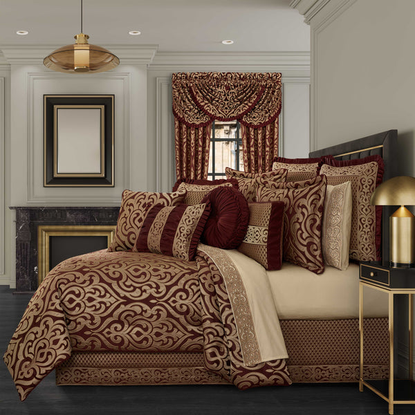 Renzo Crimson and Gold 4 Piece Comforter Set – Latest Bedding