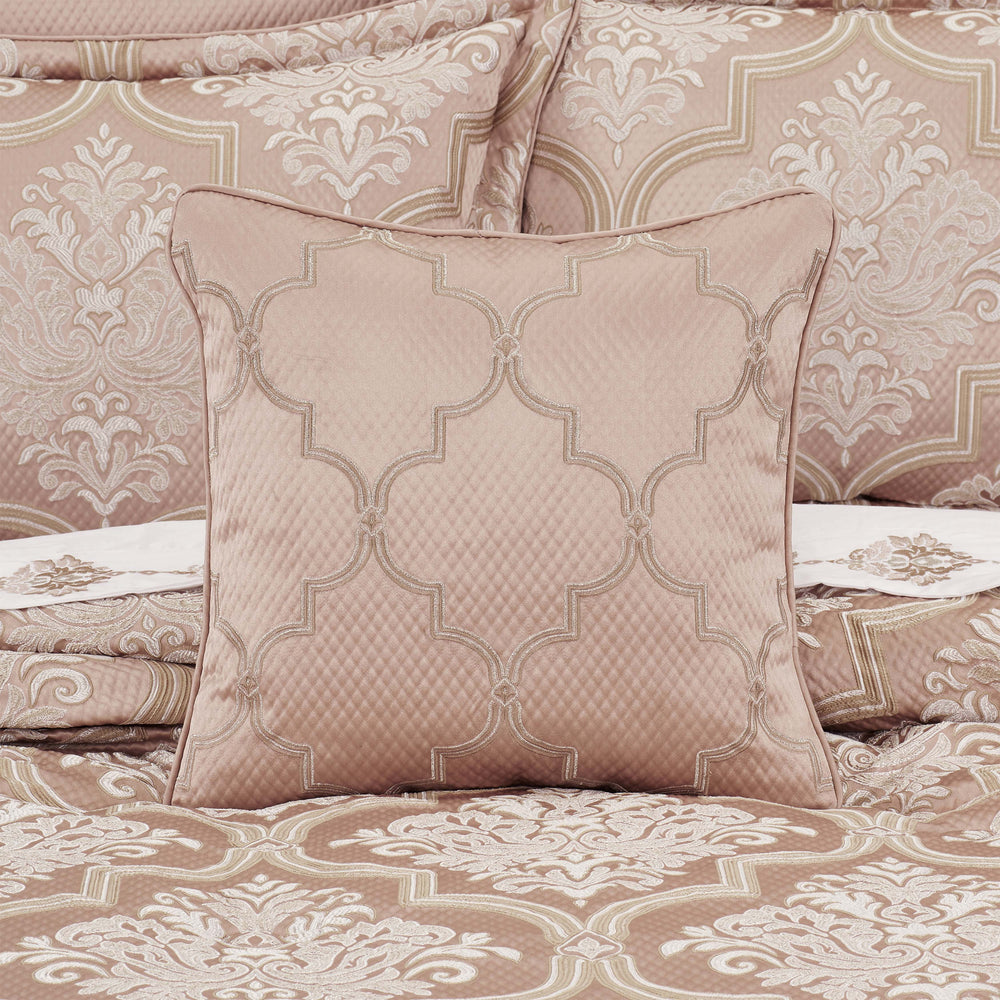 Rosewater Blush Square Embrllished Decorative Throw Pillow 18" x 18" Throw Pillows By J. Queen New York