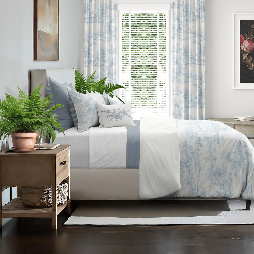 Rustic Cabin Toile Cornflower 8 Piece Comforter Set Comforter Sets By Colcha Linens