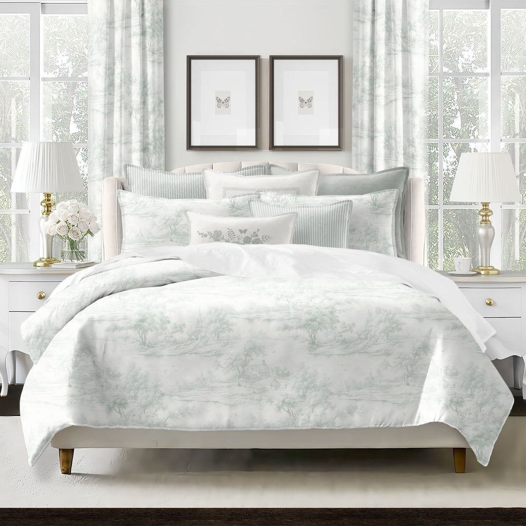 Rustic Cabin Toile Sage 8 Piece Comforter Set Comforter Sets By Colcha Linens