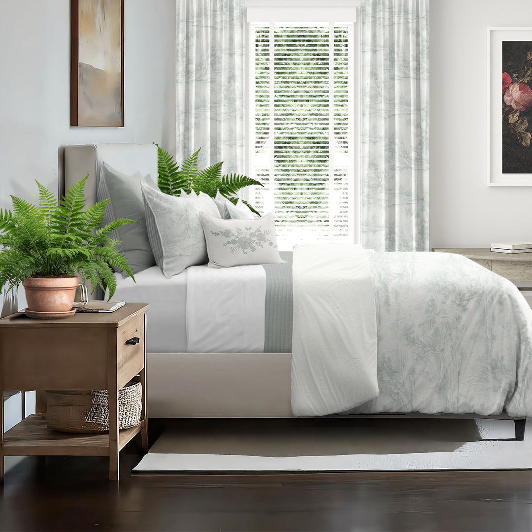 Rustic Cabin Toile Sage 8 Piece Comforter Set Comforter Sets By Colcha Linens