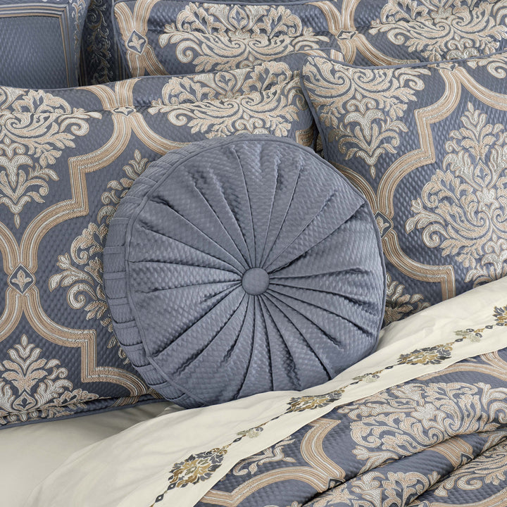 San Marino Powder Blue Tufted Round Decorative Throw Pillow 15" x 15" Throw Pillows By J. Queen New York