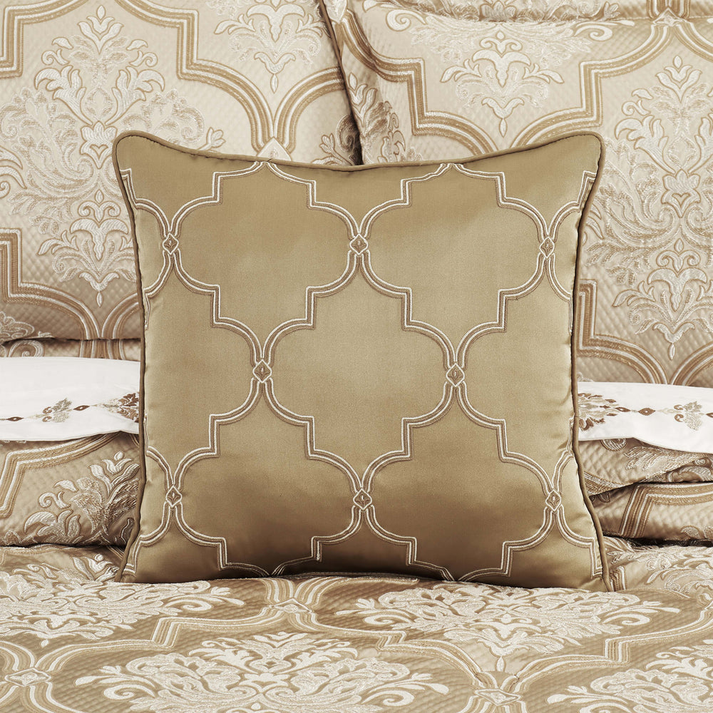 Sezanne Champagne Square Embellished Decorative Throw Pillow 18" x 18" Throw Pillows By J. Queen New York