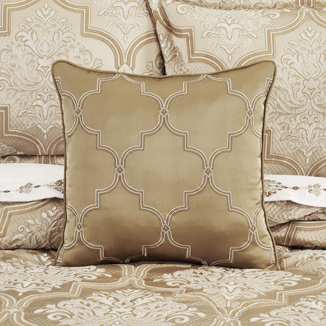 Sezanne Champagne Square Embellished Decorative Throw Pillow 18