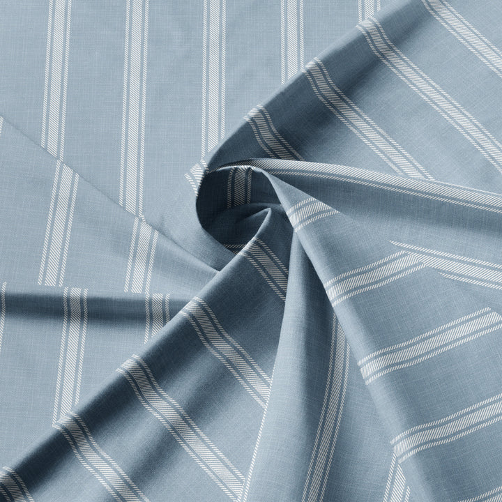 Shay Broad Tic Stripe Cornflower Blue 8 Piece Duvet Cover Set Duvet Covers By Colcha Linens