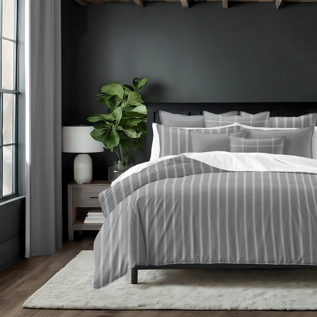 Shay Broad Tic Stripe Gray 8 Piece Coverlet Set Coverlet By Colcha Linens
