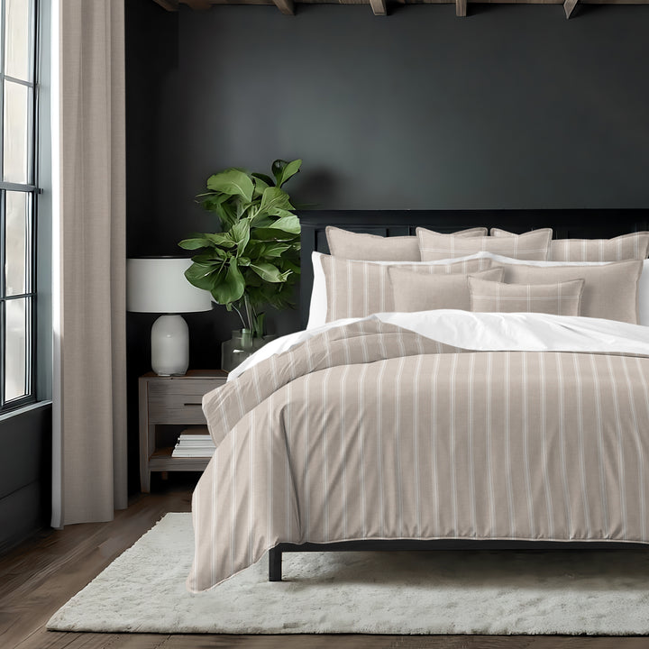 Shay Broad Tic Stripe Natural 8 Piece Comforter Set Comforter Sets By Colcha Linens