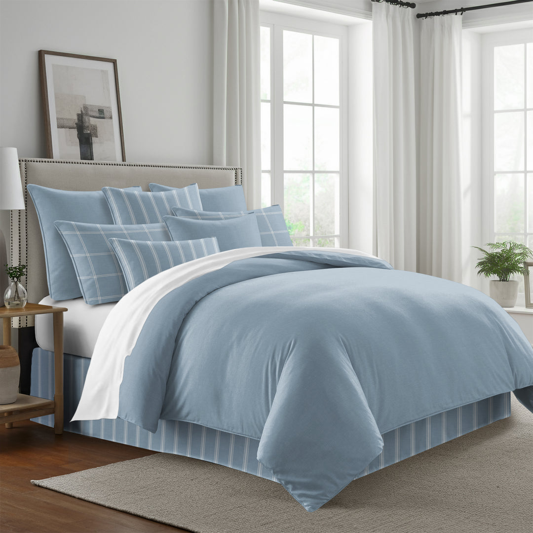 Shay Solid Cornflower Blue 8 Piece Coverlet Set Coverlet By Colcha Linens