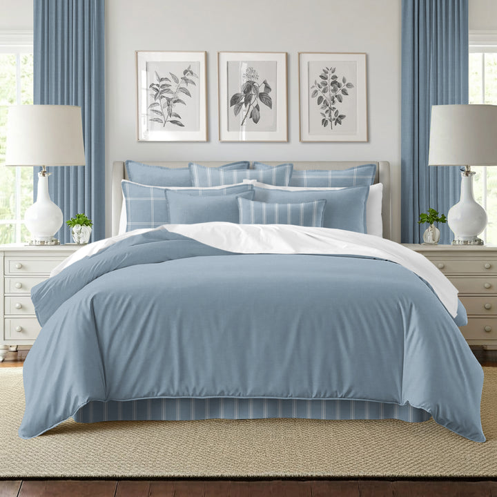 Shay Solid Cornflower Blue 8 Piece Coverlet Set Coverlet By Colcha Linens