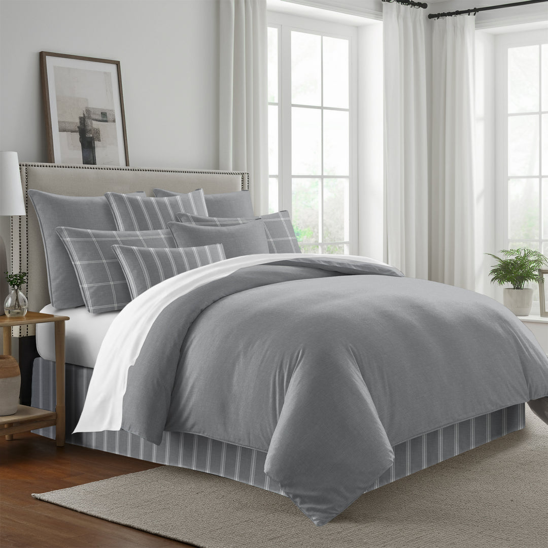 Shay Solid Gray 8 Piece Comforter Set Comforter Sets By Colcha Linens