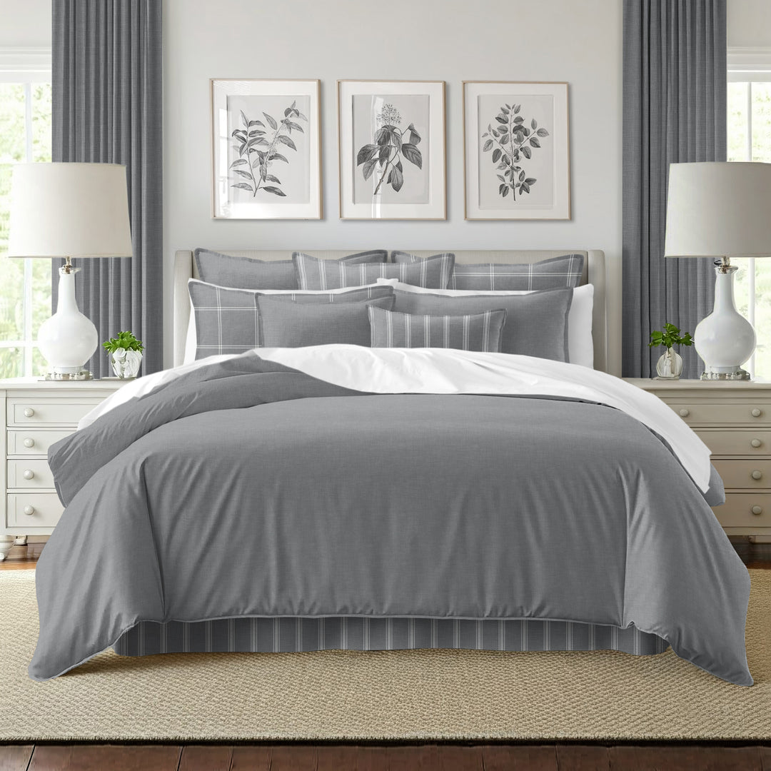 Shay Solid Gray 8 Piece Comforter Set Comforter Sets By Colcha Linens