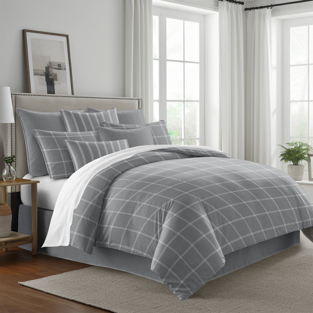 Shay Window Pane Gray 8 Piece Duvet Cover Set Duvet Covers By Colcha Linens