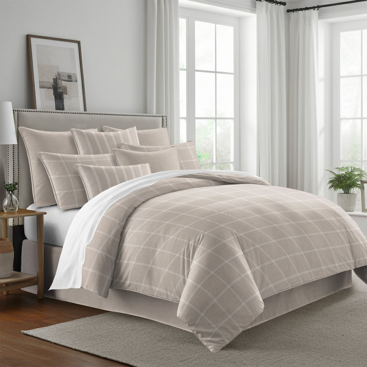 Shay Window Pane Natural 8 Piece Comforter Set Comforter Sets By Colcha Linens