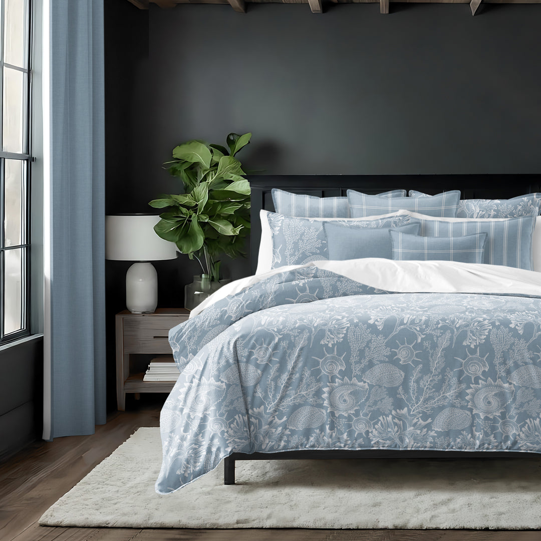 Shellabrate Cornflower Blue 8 Piece Duvet Cover Set Duvet Covers By Colcha Linens