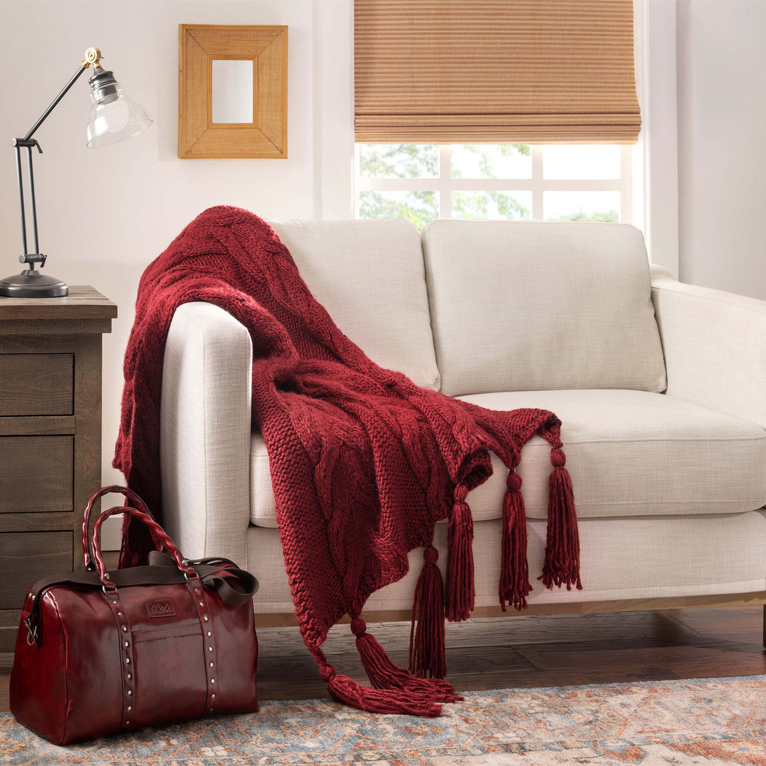 Signature Knit Red Tasseled Throw 50" X 60" Throws By P/Kaufmann