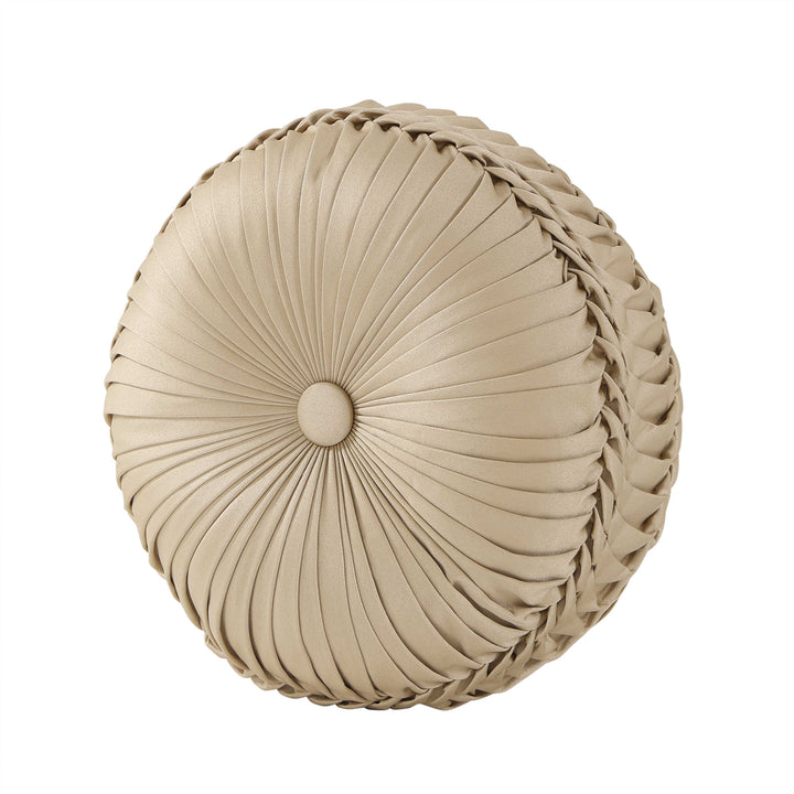 Sondra Gold Tufted Round Decorative Throw Pillow 15" x 15" Throw Pillows By J. Queen New York